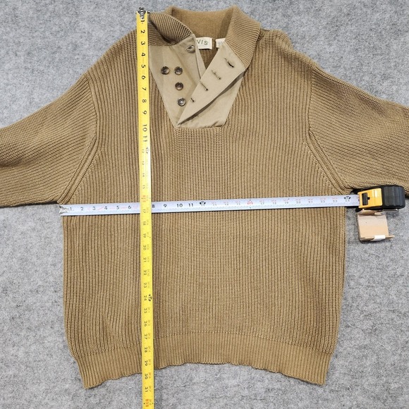 Orvis Mens L Large Cotton Knit Shawl Collar Infantry Button Sweater Elbow Pads - Picture 10 of 14